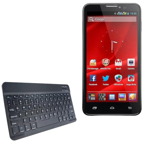 BoxWave Keyboard Compatible with Prestigio MultiPhone 8500 Duo - SlimKeys Bluetooth Keyboard, Portable Thin with Chiclet-Style Keys - Jet Black