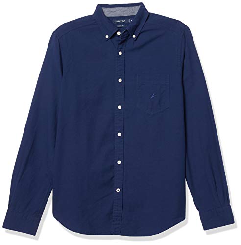 Nautica Men's Long Sleeve Button Down Oxford Shirt, J Navy, 3X-Large