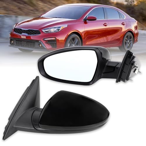 Left Driver Side Mirror Compatible With 2019 2020 2021 2022 2023 2024 2025 Kia Forte With Manual folding Power Glass Black Replace#KI1320226(3Pins)