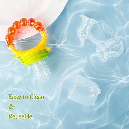 Episkey Teething Baby Fruit Feeder Pacifier Silicone Food Feeders for Babies Infants Toddlers Food Nibbler Soft Silicon Chewing Fruit Feeder Baby Veggie Teether | Hygenic & BPA Free | Pacifier for Infant 3+ Months (1pcsBUBBLET) 1