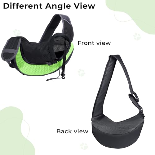 Image of Kraptick Pet Sling Carrier, Pet Carrier Bag for Shitzu Puppy, Cat & Rabbit with Comfortable Adjustable Pouch Single Shoulder Carry Tote Handbag for Pets, Large Size (Green)