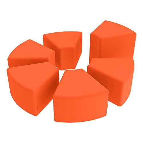 Image of Sprogs 18 inch H Structured Wedge Stool -Flexible Modular Collaborative Soft Seating for Office, Home, Lounge and School Classrooms with Durable Frame & Set of 2 inch Casters Add-on -Orange