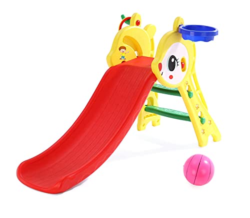 Image of FLIPZON 3-in-1 Rabbit Foldable Slider with Basketball Hoop and Ring Hoopla /for Boys and Girls /Toys for Home /Indoor or Outdoor /Age Group:1-3 Years (Plastic) (Multicolor)