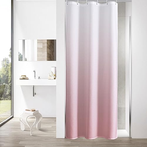 Pink Ombre Luxury Weighted Textured Fabric Shower Curtain Hotel,36x72