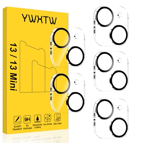 YWXTW [5 Pack Designed for iPhone 13 Camera Lens Protector, for iPhone 13 Mini Camera Lens Protector, Night Shooting Mode, Anti Scratch HD Clear 9H Hardness Tempered Glass