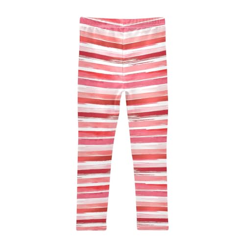 Red Stripes Girls Leggings,Workout Leggings for Girls Toddler Athletic Leggings Size for 3-10T2
