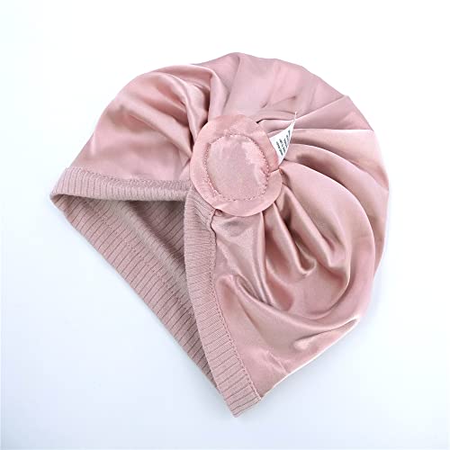 Silky Satin Lined Turban Hat for Babies Infant Toddler Girls Boys Bonnet Newborn Cotton Beanie Little Kids Shower Caps3