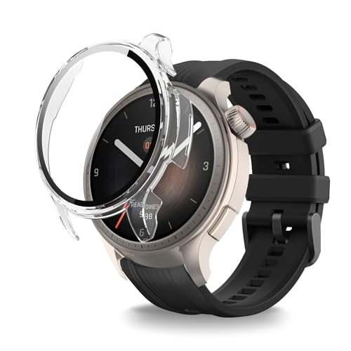 For Amazfit Balance スマートウォッチ ケース+フィルム 一体型 KONXISA Amazfit Balance 対応 スマートウォッチ PC ケース+強化ガラスフ 一体型 保護 カバー フィルム 軽量 薄型 装着簡単 高透過率 擦り傷防