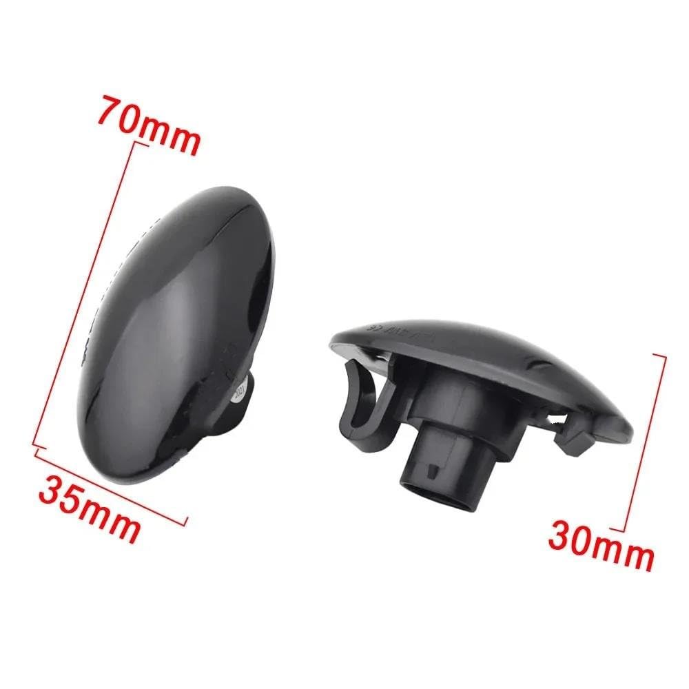 2 Uds Para Suzuki Para Swift Jimmy Vitara SX4 Alto Indicador Lateral Dinámico Luz Señal Giro Luz Intermitente Secuencial Indicador Ámbar 2007-(Dynamic Black)