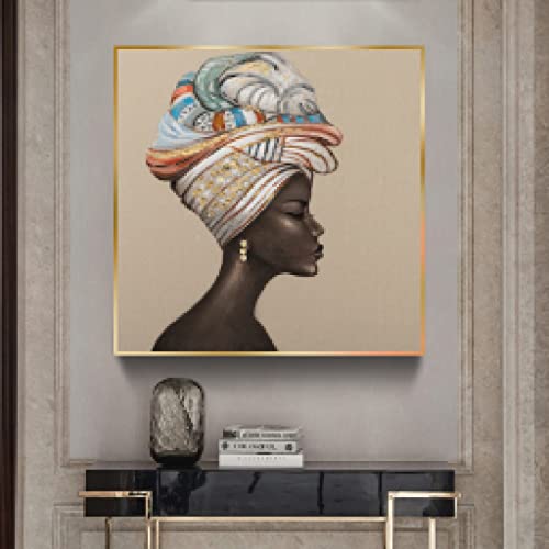 Portrait femme africaine sur toile, affiche décoration maison