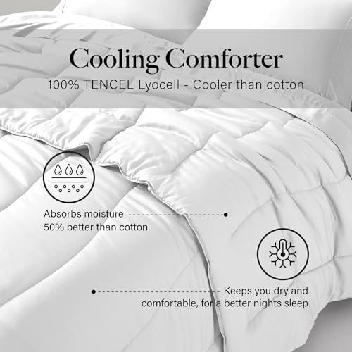 Image of Modern Threads Tencel Lyocell Luxury Ultra Soft Down Alternative Comforter, White, Queen