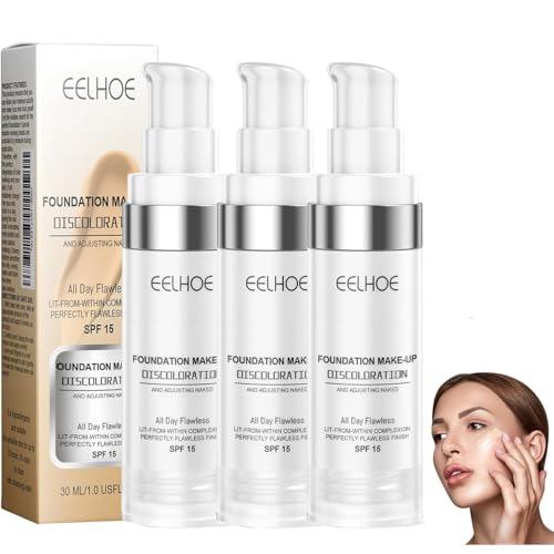 EELHOE Colour Changing Foundation Flawless Eelhoe Colour Changing Mature Skin Foundation Full Coverage Naturally Moisturizing Sunscreen Brighten Mature Skin Makeup Cream Concealer (3PC)