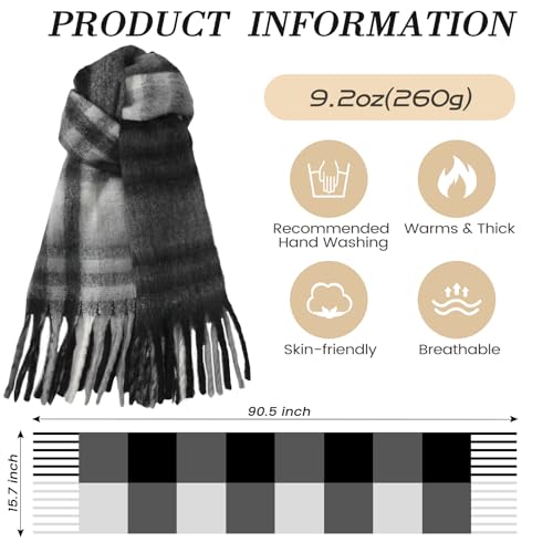 Womens Scarf Fashion Long Winter Warm Large Scarves Gifts Black2