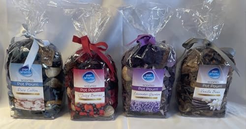 Pan Aroma Lot de 4 pots pourri parfumés – Baies moelleuses Vanille Noix de coco Lavande