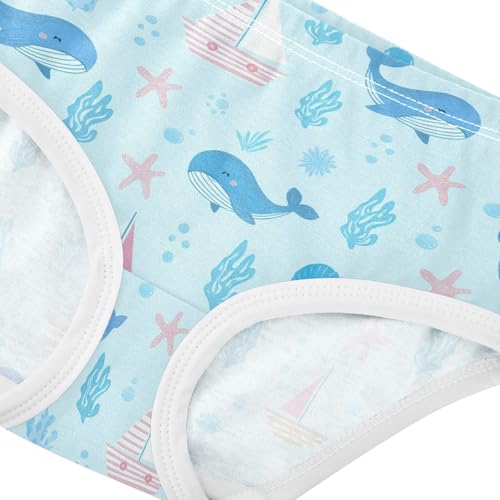 Cute Whale Ocean Blue Toddler Girls's Underwear 2T 23018794