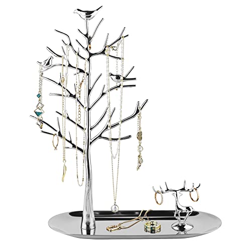 MORE&LESS Tree and Deer Jewelry Rack,for Ring Earrings Necklace Bracelet,Suitable for living rooms bathrooms,offices,etc