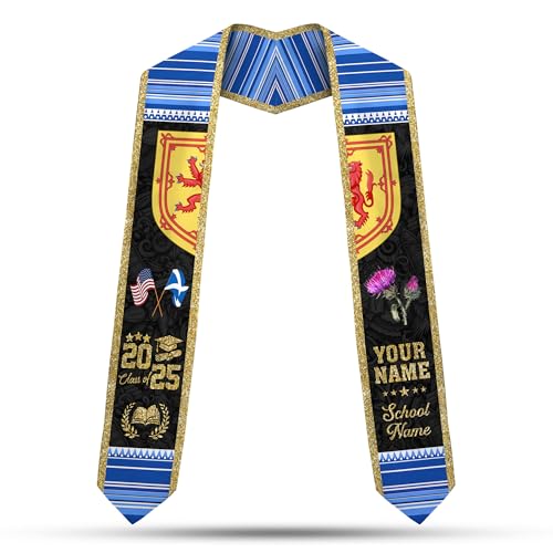 MonkeyVan Scotland Graduation Sash Custom Scotland American Flag Graduation Sash 2025 Scotland Graduation Stole Customize Scl8