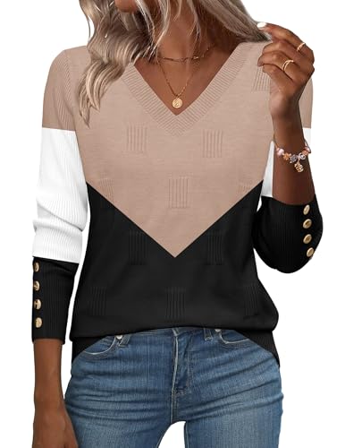 Zeagoo Women&rsquo;s V Neck Lightweight Knit Sweater Blouse