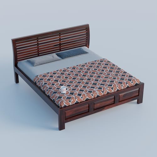 Image of Patti Head Sheesham Wood King Size Bed Without Storage (84x74 Inch) | Wooden Double Bed Cot for Bedroom Furniture | Modern Palang Design for Home & Hotels | Walnut Finish