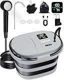 Spopal Campingdusche, [Integrierte Pumpe und 20-Liter-Wassereimer], Tragbarer Camping Dusche 13000-mAh-Akku, LED-Anzeige, 5-stufige Wasserströmung, Akku Dusche für Camping, Reisen, Haustierwäsche