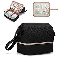 Fasrom Tragbare Milchpumpen-Tasche, kompatibel mit Elvie Pumpen Pump in Style, doppellagige Tragetasche mit wasserdichter Matte und isolierten Taschen für berufstätige Mütter, Schwarz