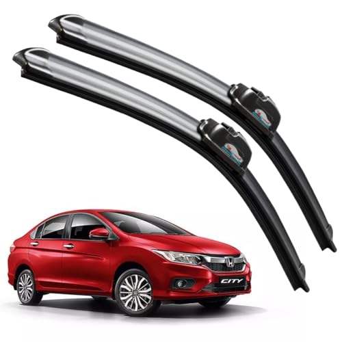 Image of Frameless Rubber Car Wiper Blades Set of 2 Compatible with (City 2017 (2017-2020) (D-24,P-14))