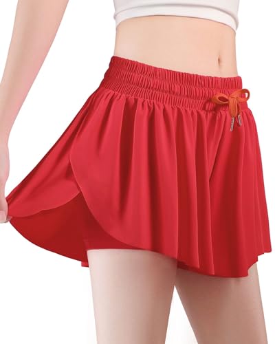 HASMES Girls Butterfly Shorts Teen Flowy Athletic Shorts for Running Dance Cheer 5-14Y