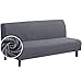 NIBESSER Sofabezug ohne Armlehnen Jacquard Sofa Überzug Armloser Sofaüberwurf Stretch Sofahusse Spandex Abdeckung Husse für Sofabett Einfarbig(Dunkelgrau,L)