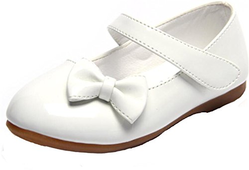 PPXID Fille Princesse Chaussure Flat Mary Janes(Petit Enfant Bébé)-Blanc(Bow) 34 Cover
