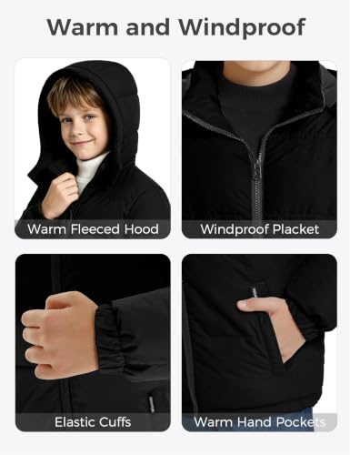 Image of wantdo Boys' Winter Coat Waterproof Puffer Jacket Parka with Removable Hood