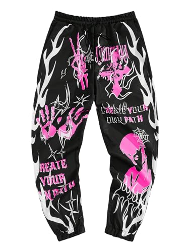 SHENHE Men's Letter Graphic Drawstring Elastic Waist Halloween Streetwear Jogger Pants