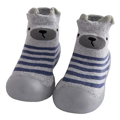 Babycare Toddler sock shoes baby boys girls Slippers shoes Baby Infant First Walking Shoes Rubber Sole Non-Skid Floor Slippers(Grey, SMALL, numeric_4_point_5), XPC-016S-2