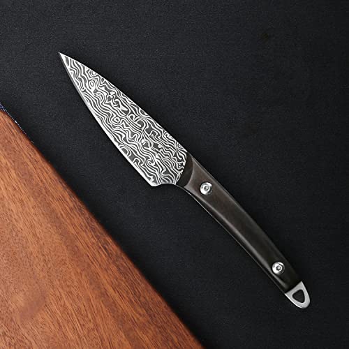 Wildmok Fruit Knife Paring Knives Stainless Steel 3.3 Inch Utility Knife Fruit And Vegetable Cutting Carving Kitchen Knife With Leather Case (B) #TOP7