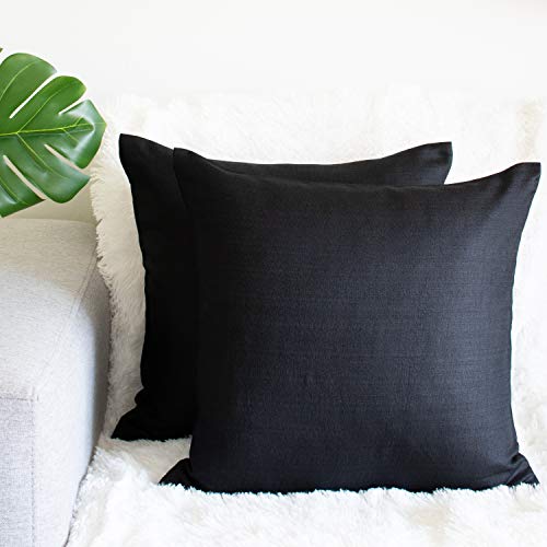 Image of The White Petals Black Throw Pillow Covers for Sofa, Couch & Bed (16x16 inch, Pack of 2)