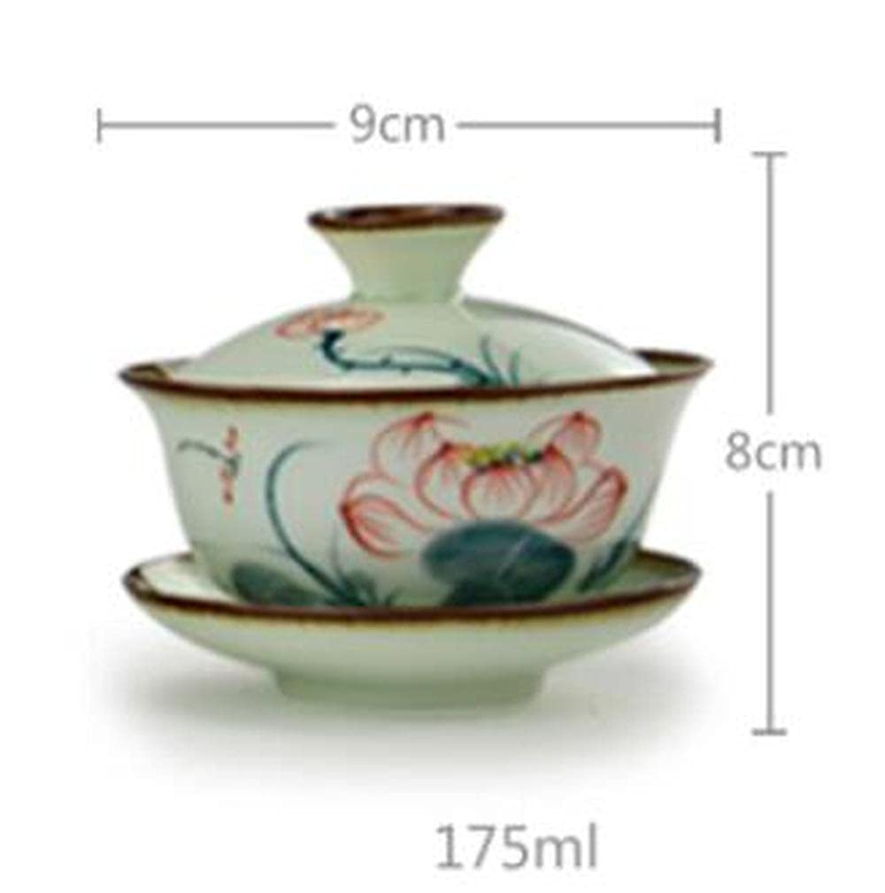 Miseczka do herbaty Kungfu, zestaw do herbaty Gaiwan, 175 ml Jingdezhen Lotus Pattern Ceramiczny kubek do herbaty Gaiwan, waza do herbaty, zestaw do ceremonii herbacianej