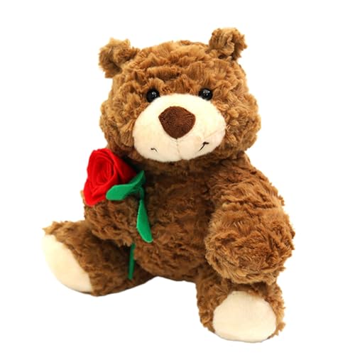 Oso Que Sostiene Rosa, Peluche Oso De San | Oso De Peluche De Peluche Con Rosa En La Mano | Adorable Oso De Peluche De 9.45 Pulgadas Para Cumpleaños De Navidad, San Oso Que Sostiene Rosa, Peluche Oso De San | Oso De Peluche De Peluche Con Rosa En La Mano | Adorable Oso De Peluche De 9.45 Pulgadas Para Cumpleaños De Navidad, San