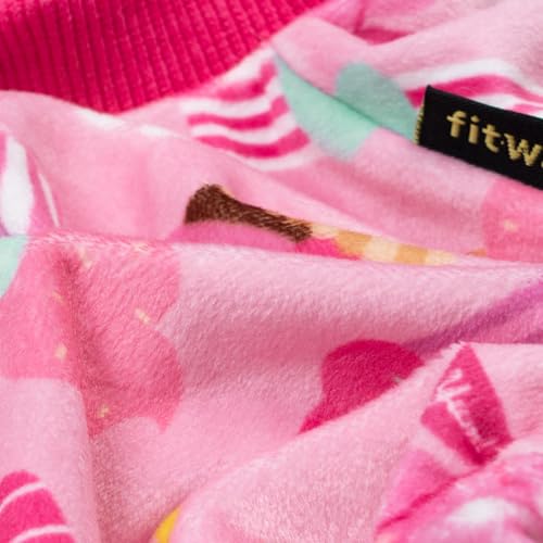 Image of Fitwarm Cupcake Dog Pajamas, Birthday Outfit for Small Dogs Girl, Cozy Pet Onesie with Feet, Pink, Medium