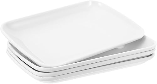 Hemoton 4 platos rectangulares de ensalada de 7.5 pulgadas, platos de postre de melamina, bandeja para servir aperitivos para cenas de sushi de