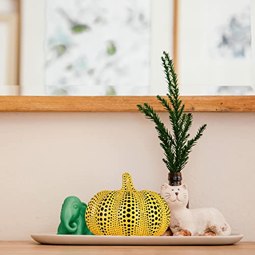 Large Decorative Polka Dot Pumpkin Statue, Yellow Resin Pumpkin Sculpture - Image 3
