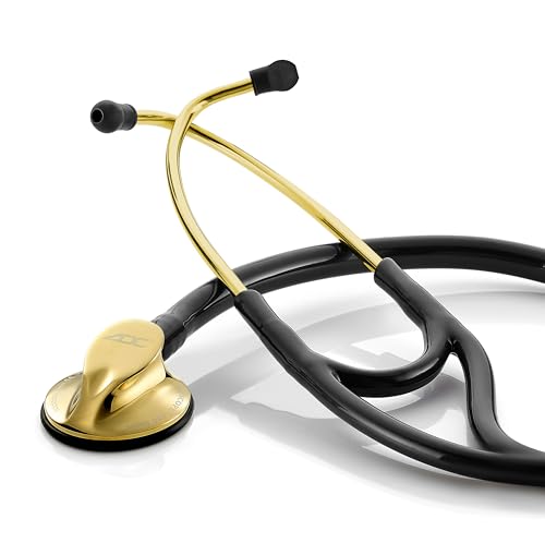 ADC Adscope 600 Platinum Series Cardiology Stethoscope with Tunable AFD Technology, 27' Length, Titanium-Gold Plated Finish