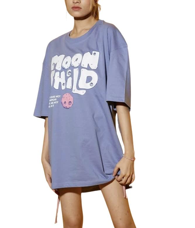 ColorChakraCotton Oversized Tshirt for Womens Down Shoulder Loose fit t-Shirt Women Baggy Style Oversize t-Shirt