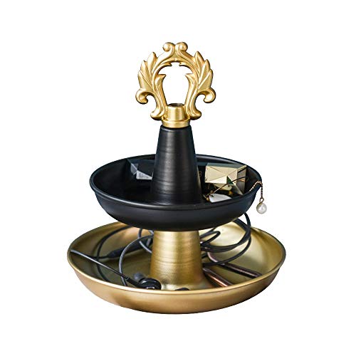 Asttic Jewellery Stand Antique Vintage Double Layer Necklace Holder Trinket Tray Metal Jewellery Holder with Large Capacity for Necklace Bracelet Earrings Storage Home Decoration Gift Craft