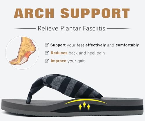 Image of KuaiLu Flip Flops for Women with Arch Support Summer Beach Thong Sandals | Comfortable Yoga Mat Walking Shoes Cushion Slip On Casual Outfits Indoor Outdoor