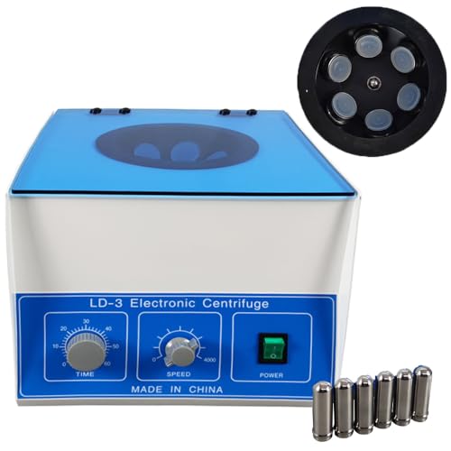 Maisutseb 50ml*6 Electric laboratory Centrifuge 4000 r/min Electric Lab Benchtop Centrifuge Machine Desktop Electrical Centrifuge Electric Lab Centrifuge Machine Stepless Control with Blue Cover Plate