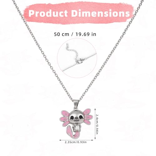 Axolotl Necklace, Zinc Alloy Cute Axolotl Pendant Necklace Stylish Animal Jewelry Gift Fit Women Salamander Necklaces for Birthday Party Graduation Present2