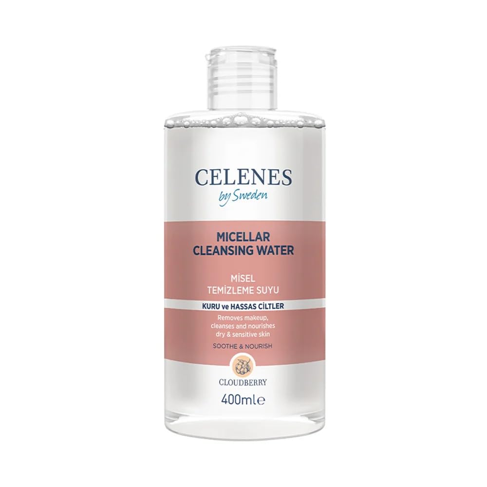 Celenes By Sweden Cloudberry Misel Temizleme Suyu Kuru ve Hassas Ciltler, 400 ml