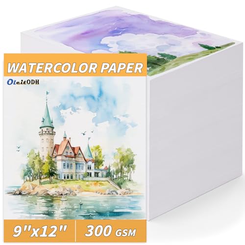 150 Sheets 100% Cotton Watercolor Paper Bulk -140LB/300GSM Art Paper-9 x 12 inch Painting & Craft Paper, Finger Paints, Watercolor, Tempera, Drawing, Art Room & Home School Crafts