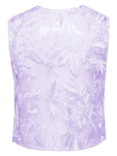 Kids Unisex Retro Dance Waistcoat Mesh Floral Lace Zip Front Vest Hippie Cardigan4