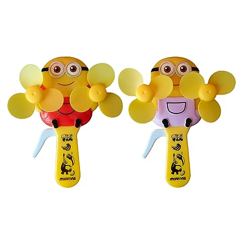 Symbelle Minions Portable Hand Pressure Dual Fan for Kids (Pack of 2) – Cool and Fun Summer Companion (Minions, 2)