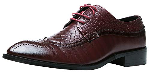 Men's Oxfords Wingtip Formal Leather Prom Dress Wedding Shoes for Men Black Brown Red2